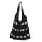 Woven Beach Purses Heart Print Hollow Knitted Handbags Large Capacity Shoulder Bag Fashion Casual S 6