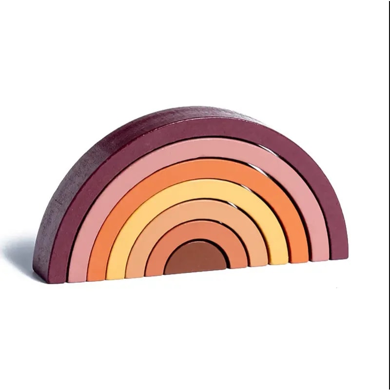 Rainbow Arch Bridge Wooden Stacking Blocks Game For Children Color Cognitive Montessori Educational 8