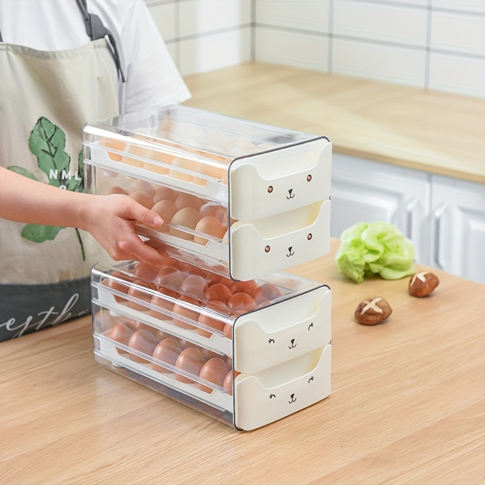 Plastic Layer Kitchen Egg Storage Box Refrigerator Organizer Rack Fresh Large Capacity Storage 2