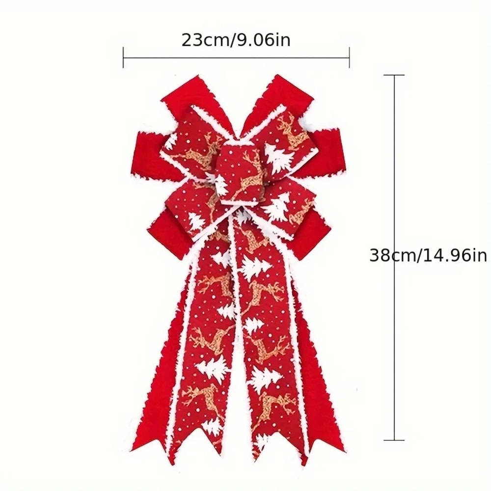 Velvet Glitter Extra Large Red Christmas Wreath Bows Design For Holiday Tree Decor 2