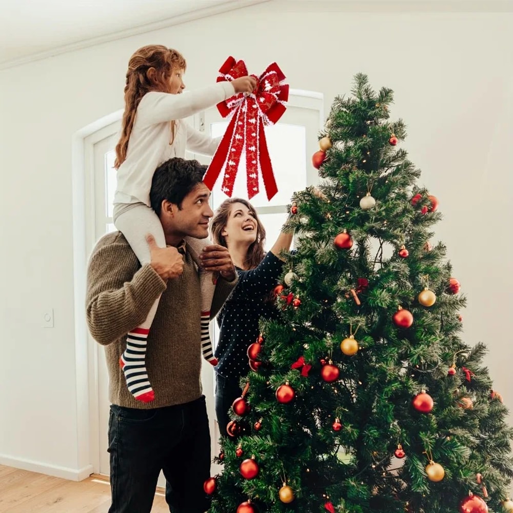 Velvet Glitter Extra Large Red Christmas Wreath Bows Design For Holiday Tree Decor 5