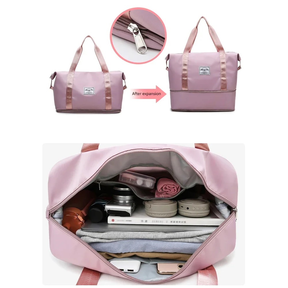 Waterproof Carry On Travel Duffle Bag Nylon Sports Tote Handbag Large Capacity For Women 4