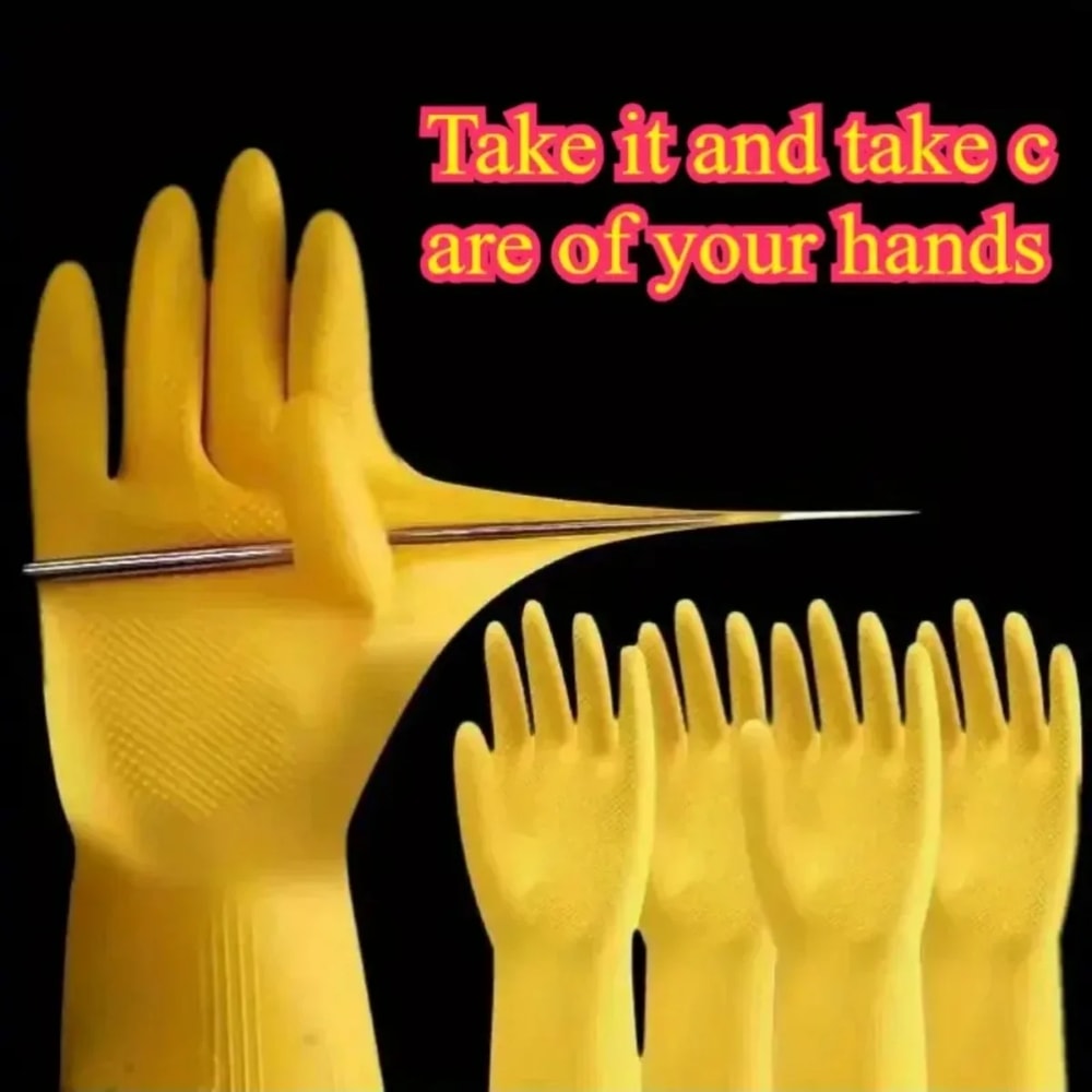 Womens Waterproof Latex Dishwashing Gloves For Household Kitchen Cleaning 1