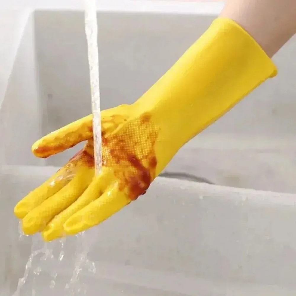 Womens Waterproof Latex Dishwashing Gloves For Household Kitchen Cleaning 4