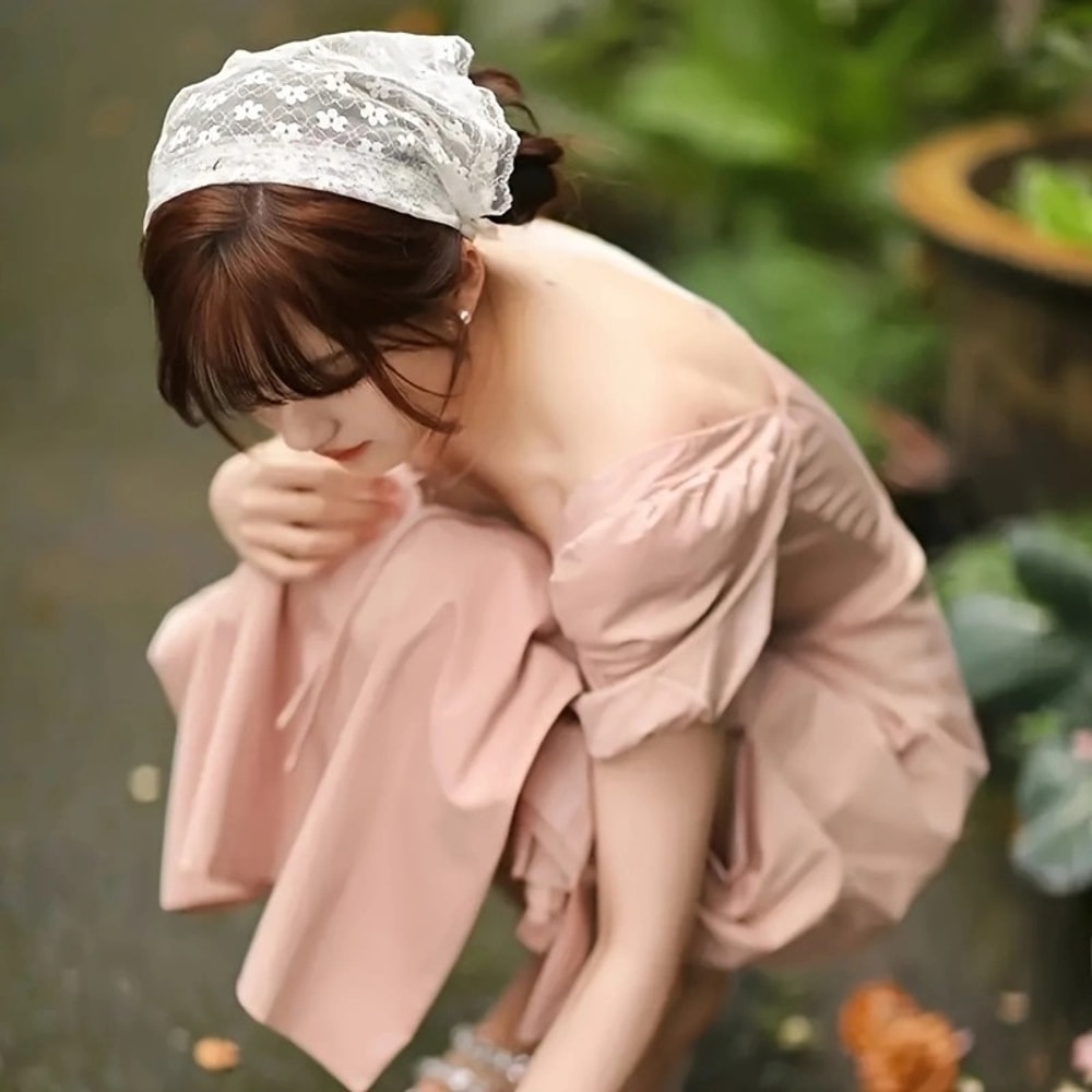 Print Hair Scarf For Women Triangle Headband White Sweet Kerchief Stylish Hair Bands For Girls 1