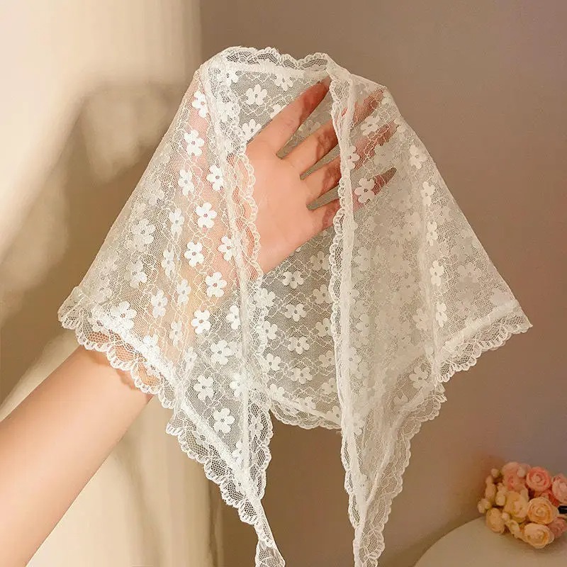 Print Hair Scarf For Women Triangle Headband White Sweet Kerchief Stylish Hair Bands For Girls 5