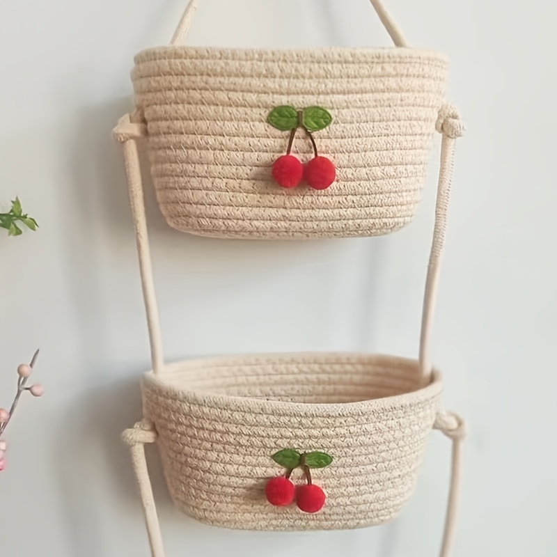 Hanging Storage Baskets, Hand-woven Wall-mounted Shelf Baskets, Decorative Storage Baskets for Home