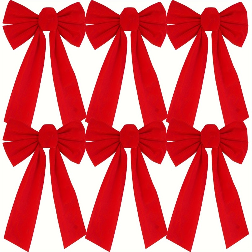 Red Velvet Christmas Bows Set Of Perfect For Tree Garlands Wreaths Indoor Outdoor Decor 0