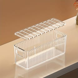 multi-layer desktop organizer transparent phone case storage box essential for office home