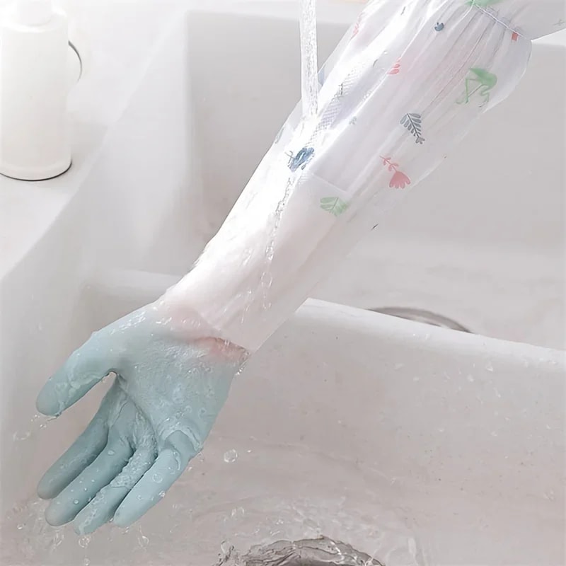 Rubber Dishwashing Gloves Silicone Scrubber For Household Kitchen Cleaning 2