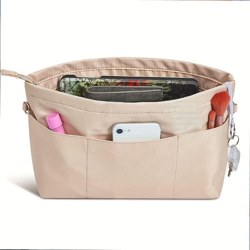 Lightweight Zippered Storage Nylon Tote Foldable Cosmetic Organizer Pockets Toiletry Bag Insert Bat 4