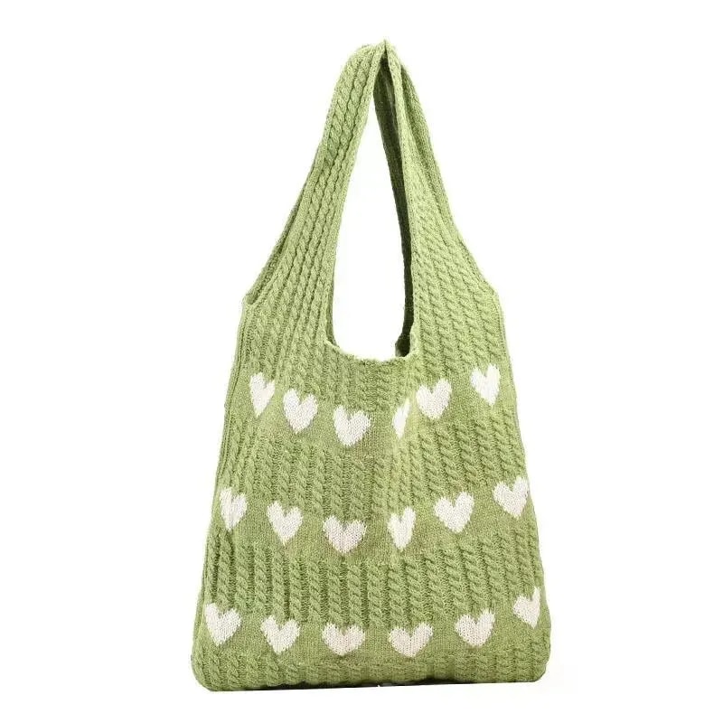 Summer Womens Handmade Knitted Bag Woolen Underarm Shoulder Love Bag 6
