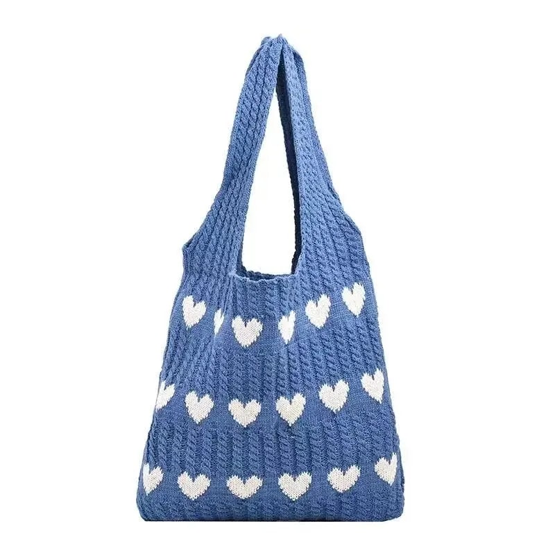 Summer Womens Handmade Knitted Bag Woolen Underarm Shoulder Love Bag 7