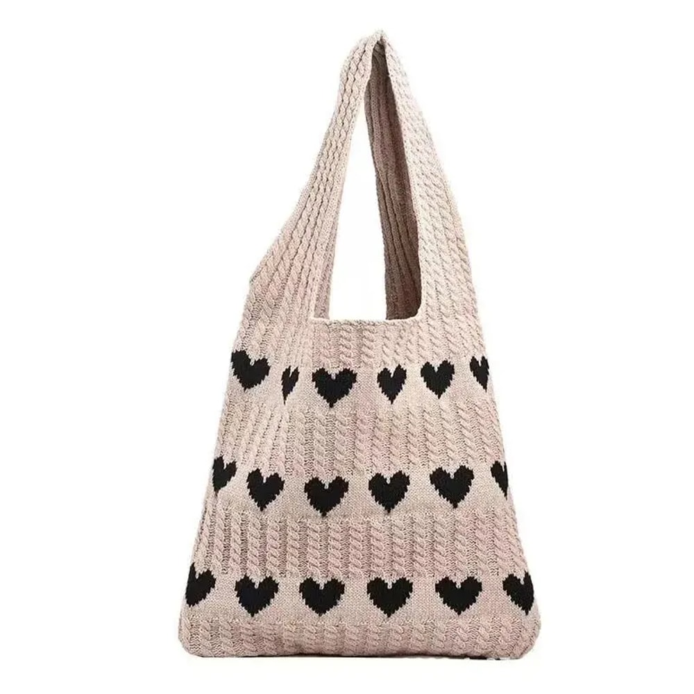 Summer Womens Handmade Knitted Bag Woolen Underarm Shoulder Love Bag 9