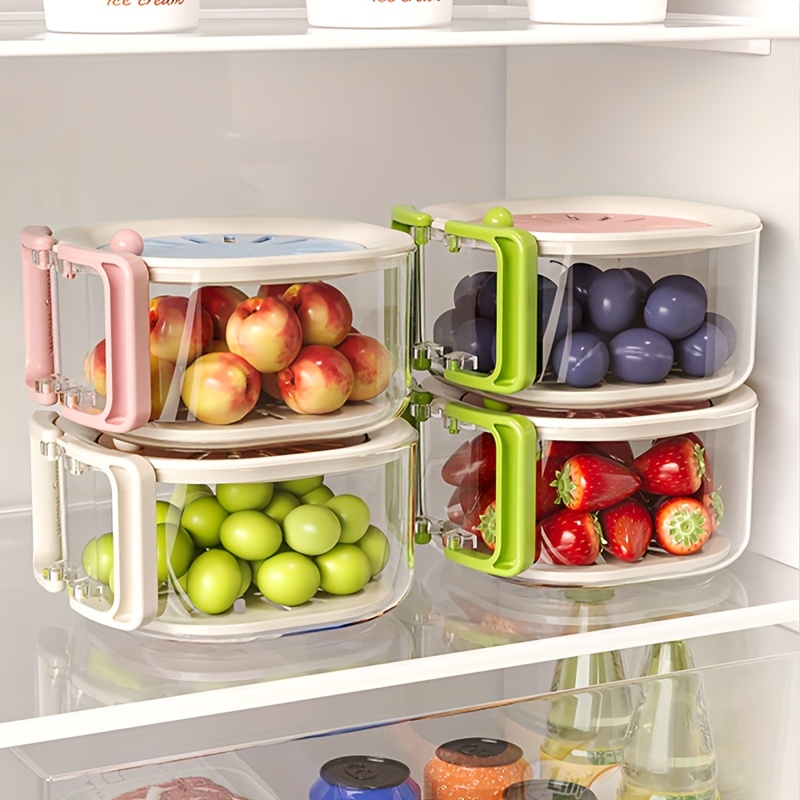 Foldable Handle Double Layer Drain Basket, Multi-Functional Fruit Drainer Container, Food Strainer Organizer Box