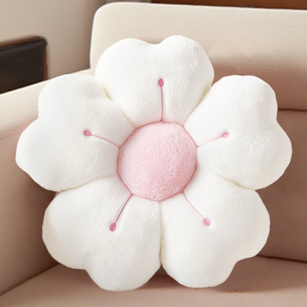 Soft Plush Daisy Flower Pillow Cozy Decorative Cushion For Bed And Sofa White Pink Floral Design Fo 4