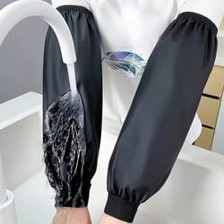 waterproof and oil-resistant heavy-duty black faux leather arm sleeves for kitchen and occupational use