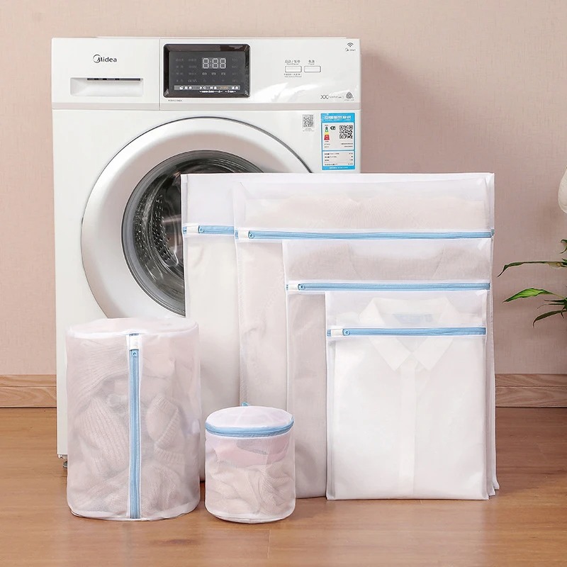 Laundry Bag Blue Zipper Clothes Protector For Washing Machine Travel Dirty Clothing Storage Organiz 1