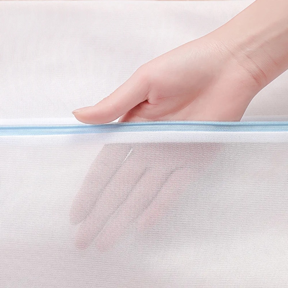 Laundry Bag Blue Zipper Clothes Protector For Washing Machine Travel Dirty Clothing Storage Organiz 2