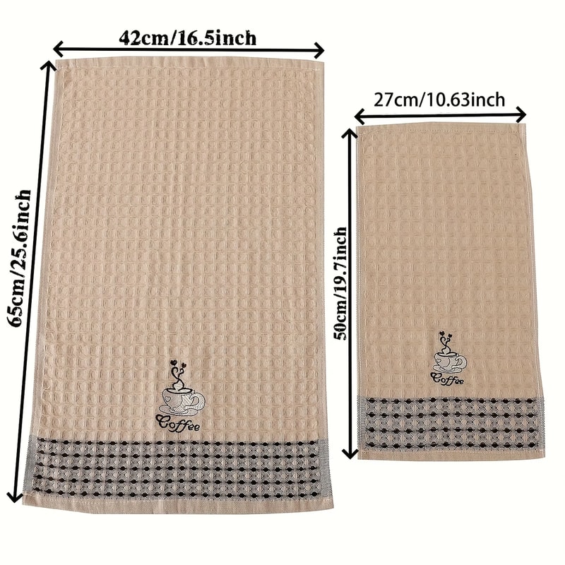 Super Absorbent Coffee Cup Embroidered Kitchen Dish Towels Set Quick Dry Kitchen Cleaning Cloths Ho 3