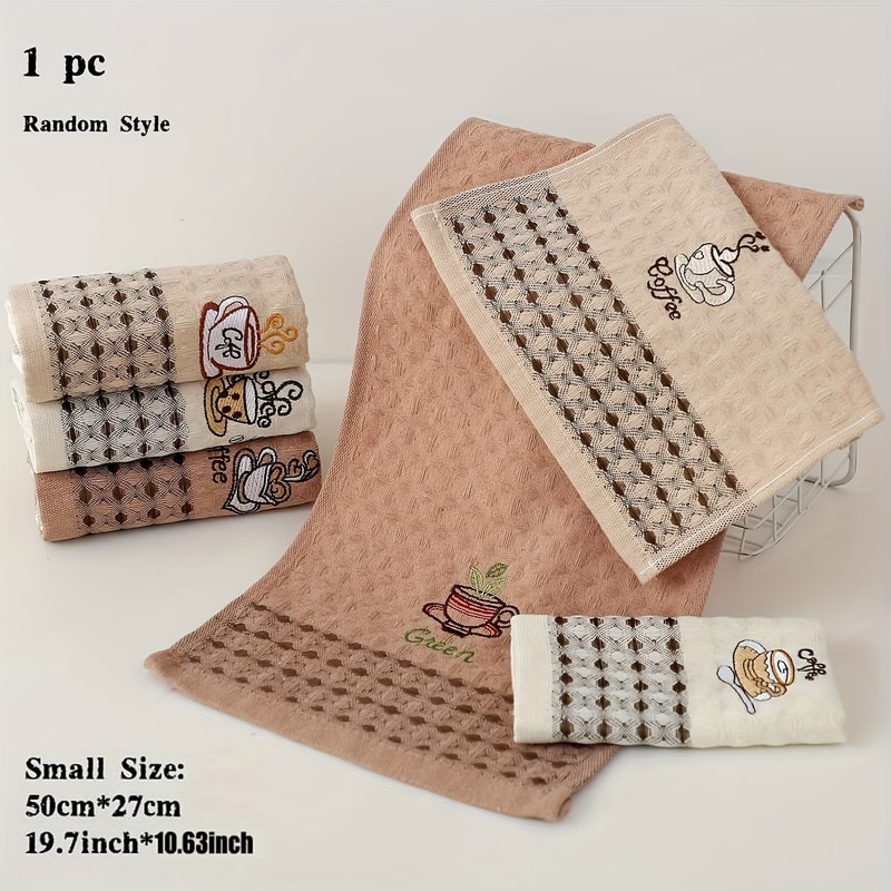Super Absorbent Coffee Cup Embroidered Kitchen Dish Towels Set Quick Dry Kitchen Cleaning Cloths Ho 6