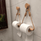 Decorative Bathroom Tissue Dispenser WallMounted Rustic Hemp Rope Wooden Stick Toilet Paper Holder 5