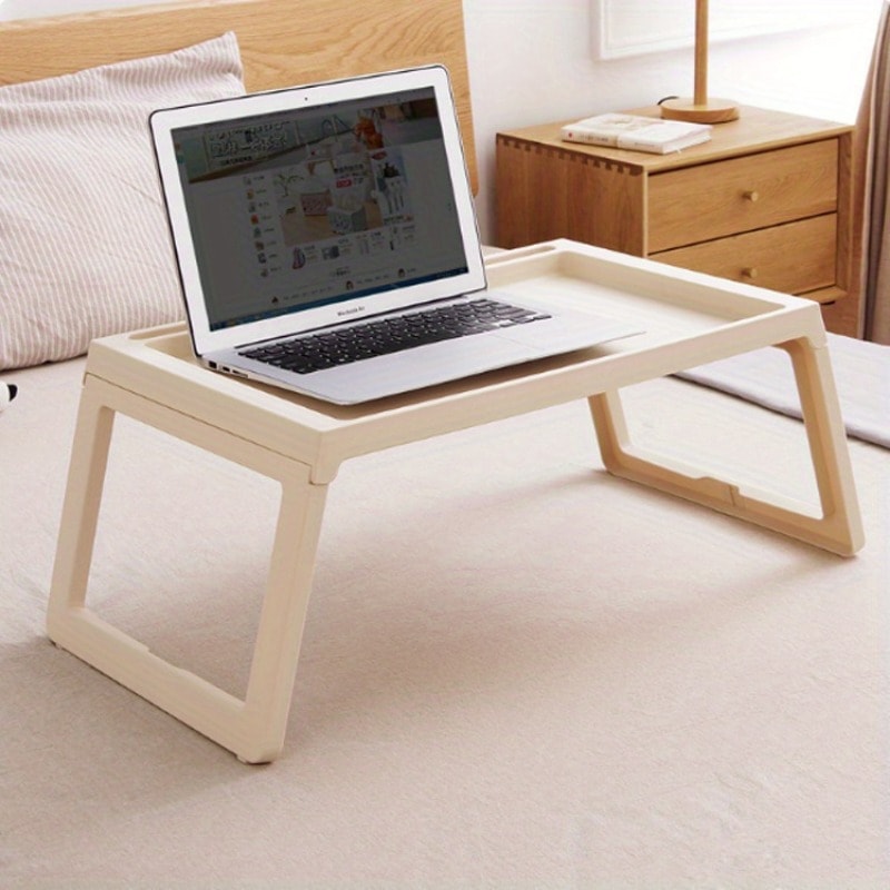 Portable White Desk With Stabilizing Legs Multifunction Foldable Study Table For Bed And Office Hou 1