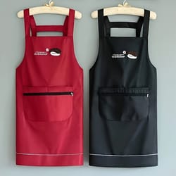 durable kitchen apron with zipper and large pocket - abrasion-resistant workwear for men & women