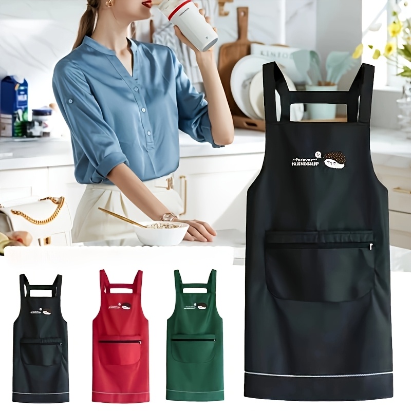 Durable Kitchen Apron With Zipper And Large Pocket AbrasionResistant Workwear For Men Women 1