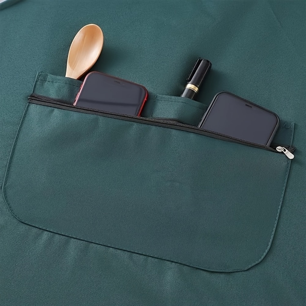 Durable Kitchen Apron With Zipper And Large Pocket AbrasionResistant Workwear For Men Women 2