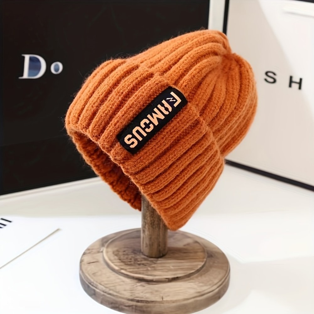 Breathable Chic Womens Knit Beanie Stretchy Acrylic Fiber EarWarming Winter Hat With Long Label De 4