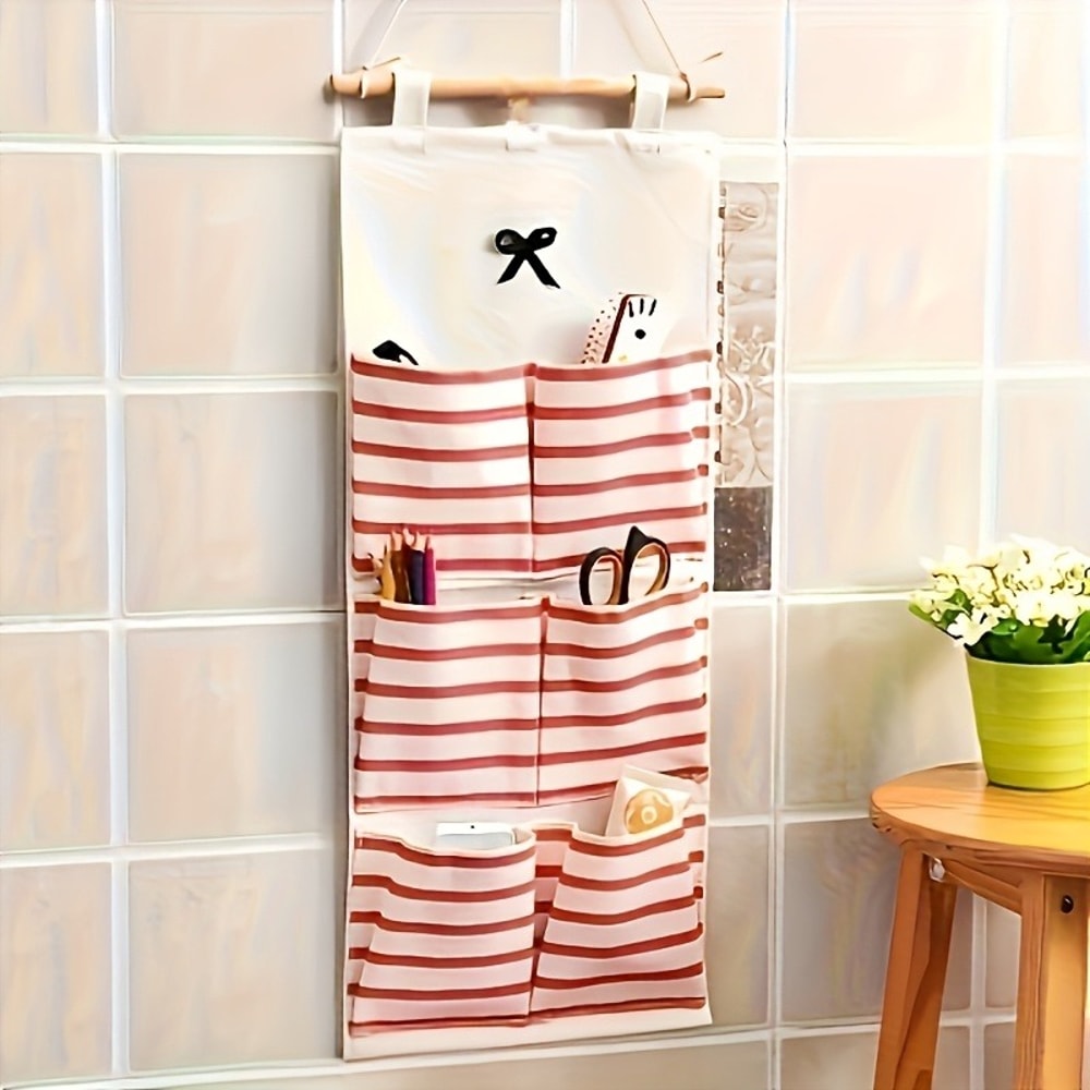 Linen Hanging Organizer With Multi Pockets Wall Mounted Closet Storage For Efficient Room Organizat 4