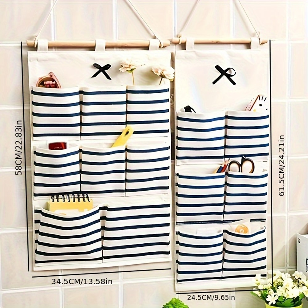 Linen Hanging Organizer With Multi Pockets Wall Mounted Closet Storage For Efficient Room Organizat 3
