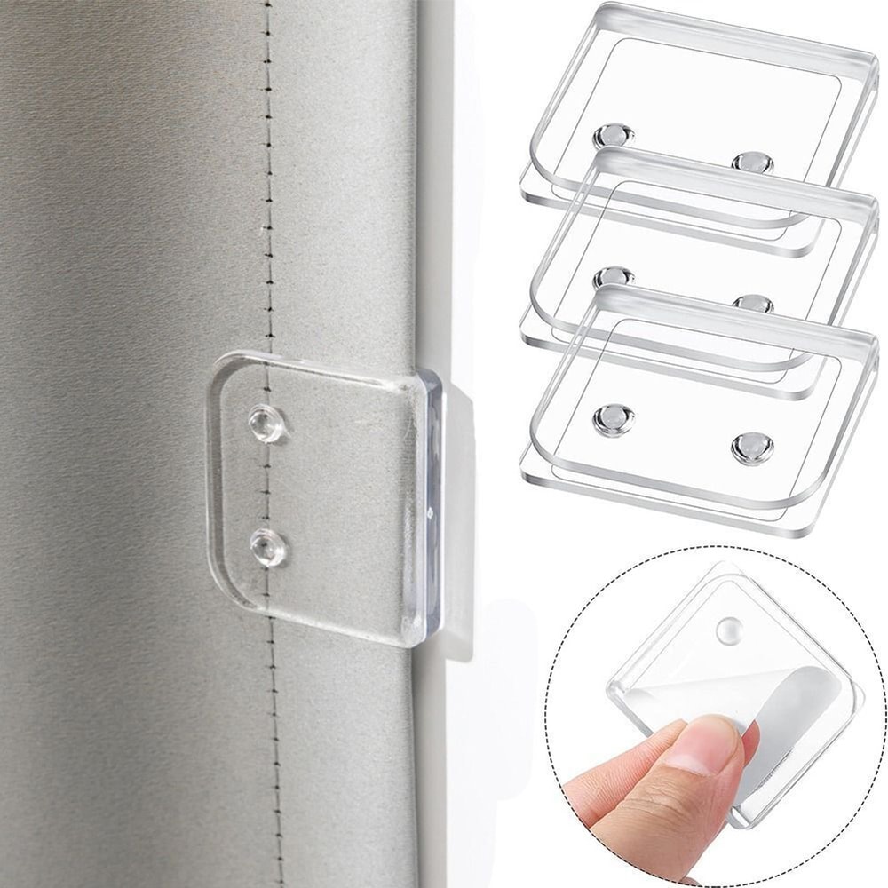 SelfAdhesive Shower Curtain Clips Windproof Transparent Plastic For Secure Bathroom Curtain Holding 1