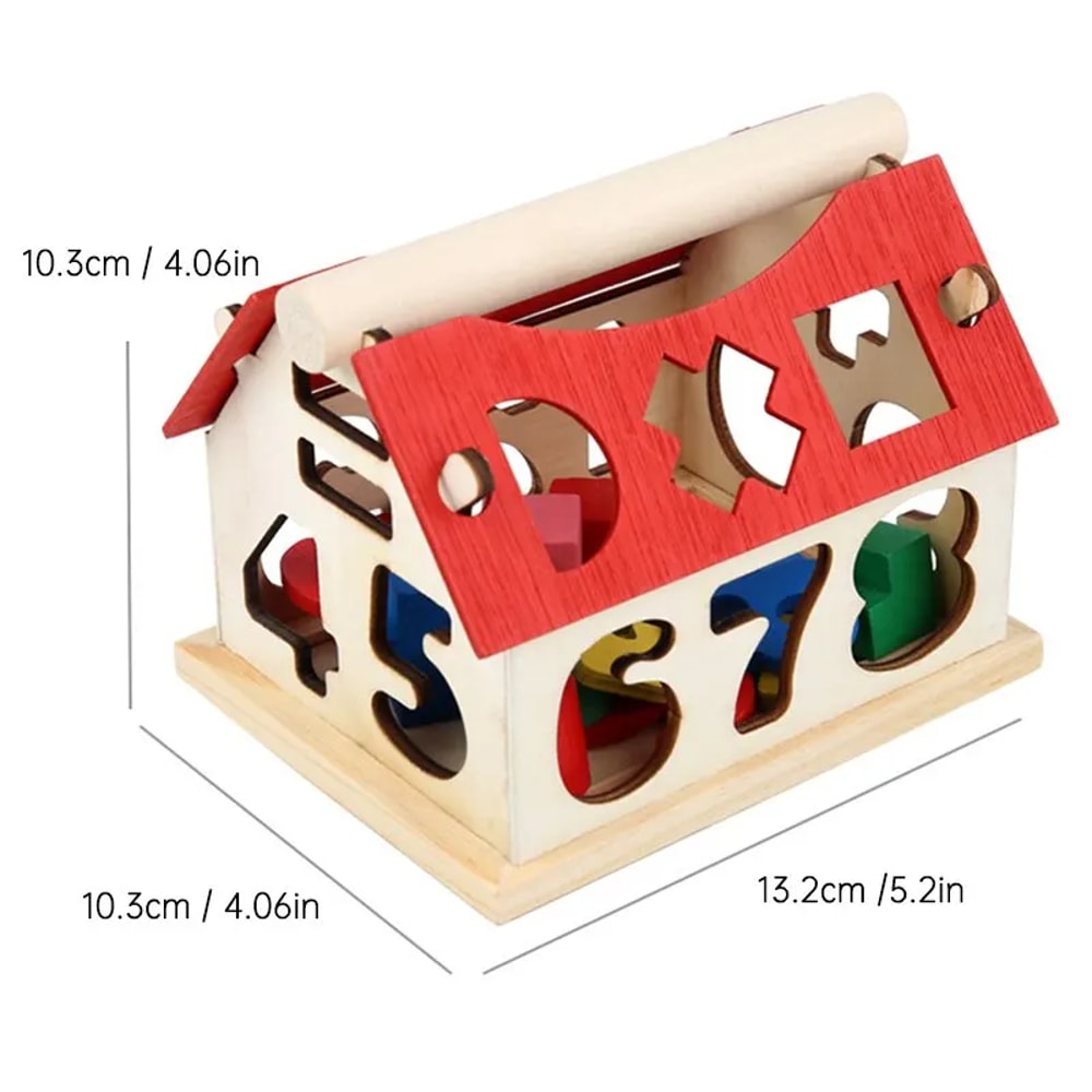 Montessori Math Toy For Toddlers Educational Wooden Puzzle Toys Count Number House Shape Matching G 4