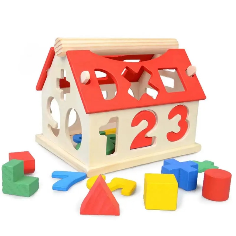 Montessori Math Toy For Toddlers Educational Wooden Puzzle Toys Count Number House Shape Matching G 1