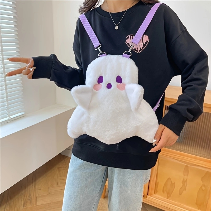 Personalized Doll Plush Backpack for Women, Halloween Cute Ghost Cartoon Kawaii Backpack for Girls, Single Backpack Bag