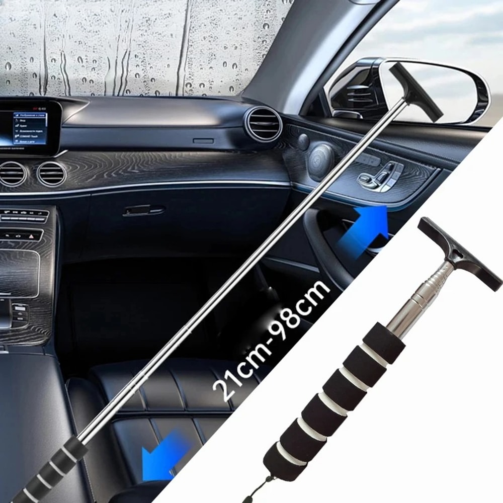 Telescopic Car Rearview Mirror Wiper Blade Defogger Brush Auto Glass Cleaning Tool With Soft Handle 1