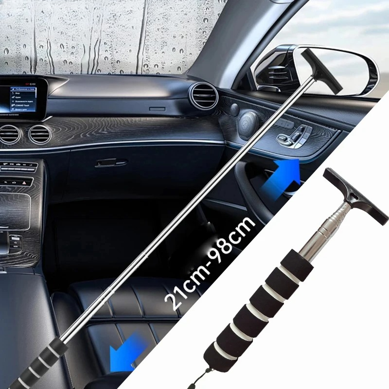 Telescopic Car Rearview Mirror Wiper Blade Defogger Brush Auto Glass Cleaning Tool With Soft Handle 1
