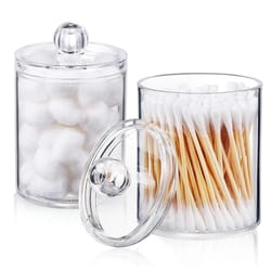 transparent plastic cotton swab box circular design with dust cover makeup organizer storage for jewelry and toothpicks