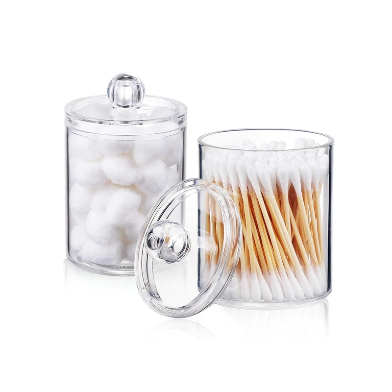 Transparent Plastic Cotton Swab Box Circular Design with Dust Cover Makeup Organizer Storage for Jewelry and Toothpicks