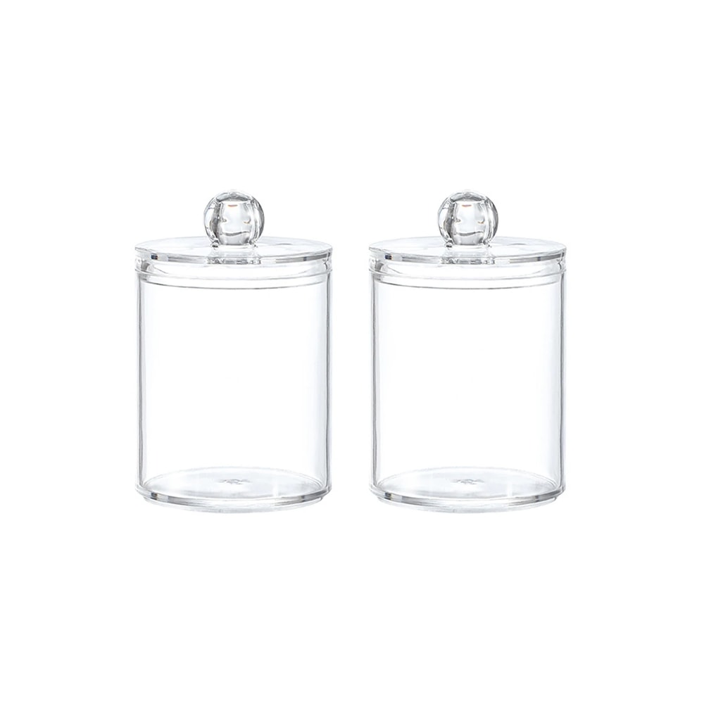 Transparent Plastic Cotton Swab Box Circular Design with Dust Cover Makeup Organizer Storage for Jewelry and Toothpicks