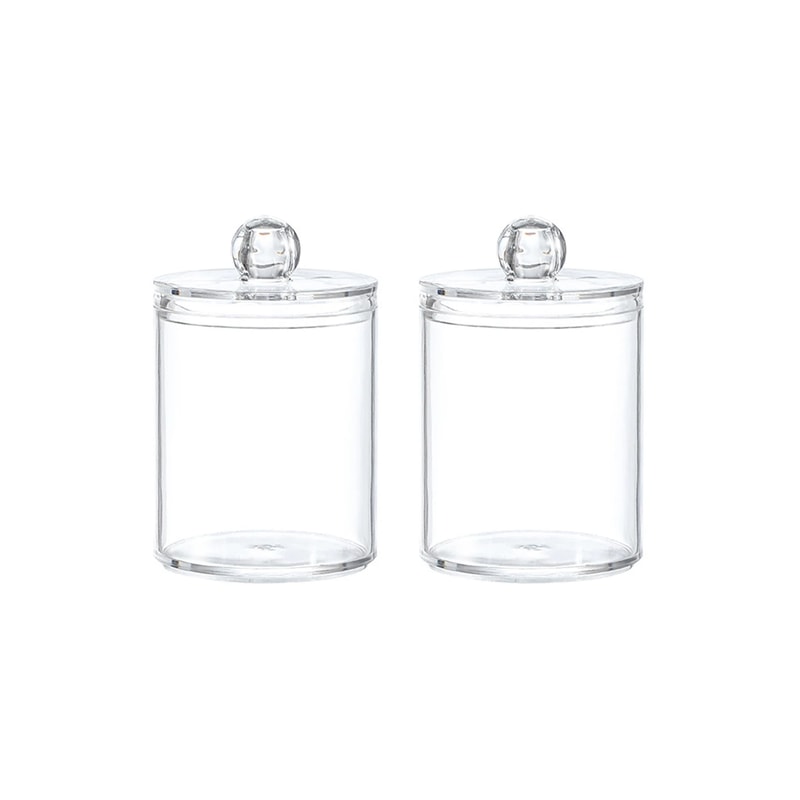 Transparent Plastic Cotton Swab Box Circular Design with Dust Cover Makeup Organizer Storage for Jewelry and Toothpicks