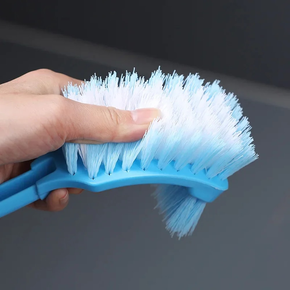 Long Handle Corner Brush Soft Hair Double Head Toilet Cleaner Plastic Curved Bathroom Brush