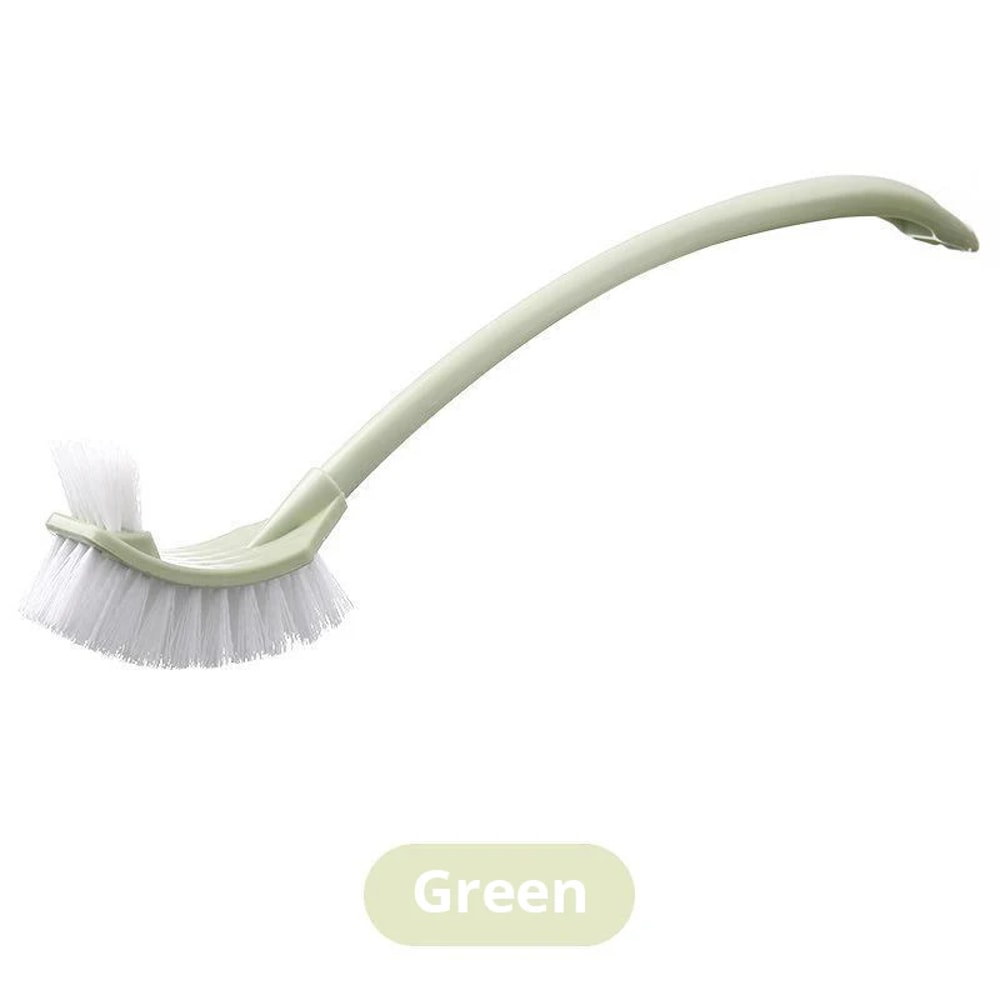 Long Handle Corner Brush Soft Hair Double Head Toilet Cleaner Plastic Curved Bathroom Brush