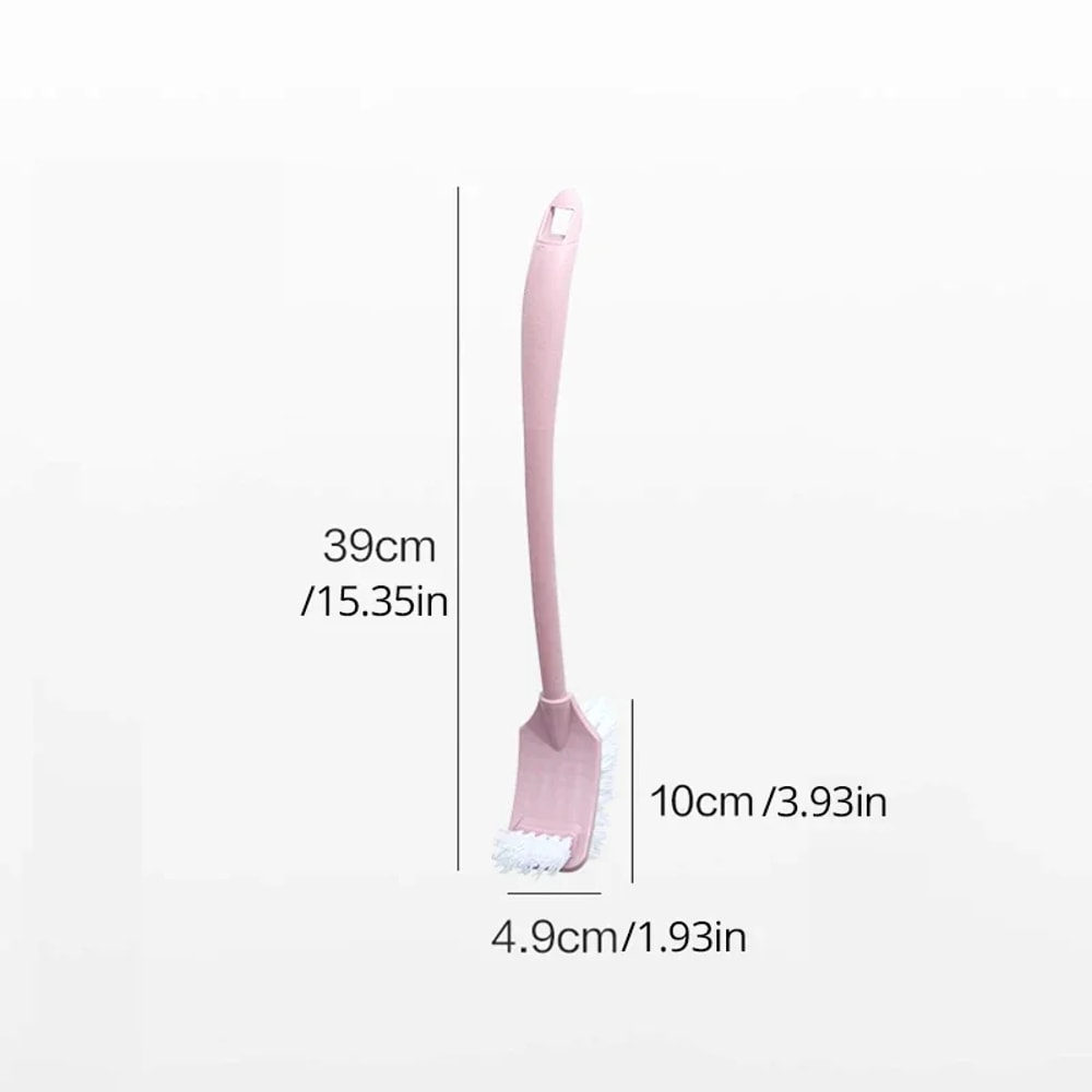 Long Handle Corner Brush Soft Hair Double Head Toilet Cleaner Plastic Curved Bathroom Brush