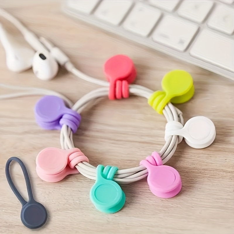 Magnetic Cable Ties For USB Headphones Keychains Desk Cord Organizer 3