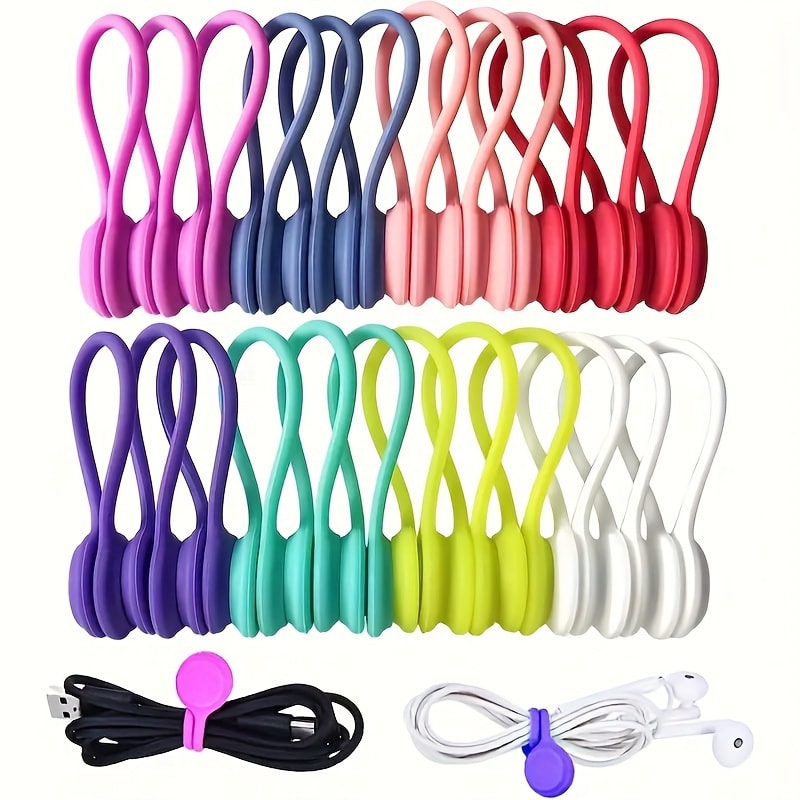 Magnetic Cable Ties For USB Headphones Keychains Desk Cord Organizer 1