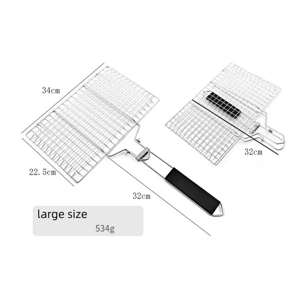 Non Stick Stainless Steel BBQ Mesh Grill Basket Mat For Meat Vegetable Steak Barbecue Picnic Party 5
