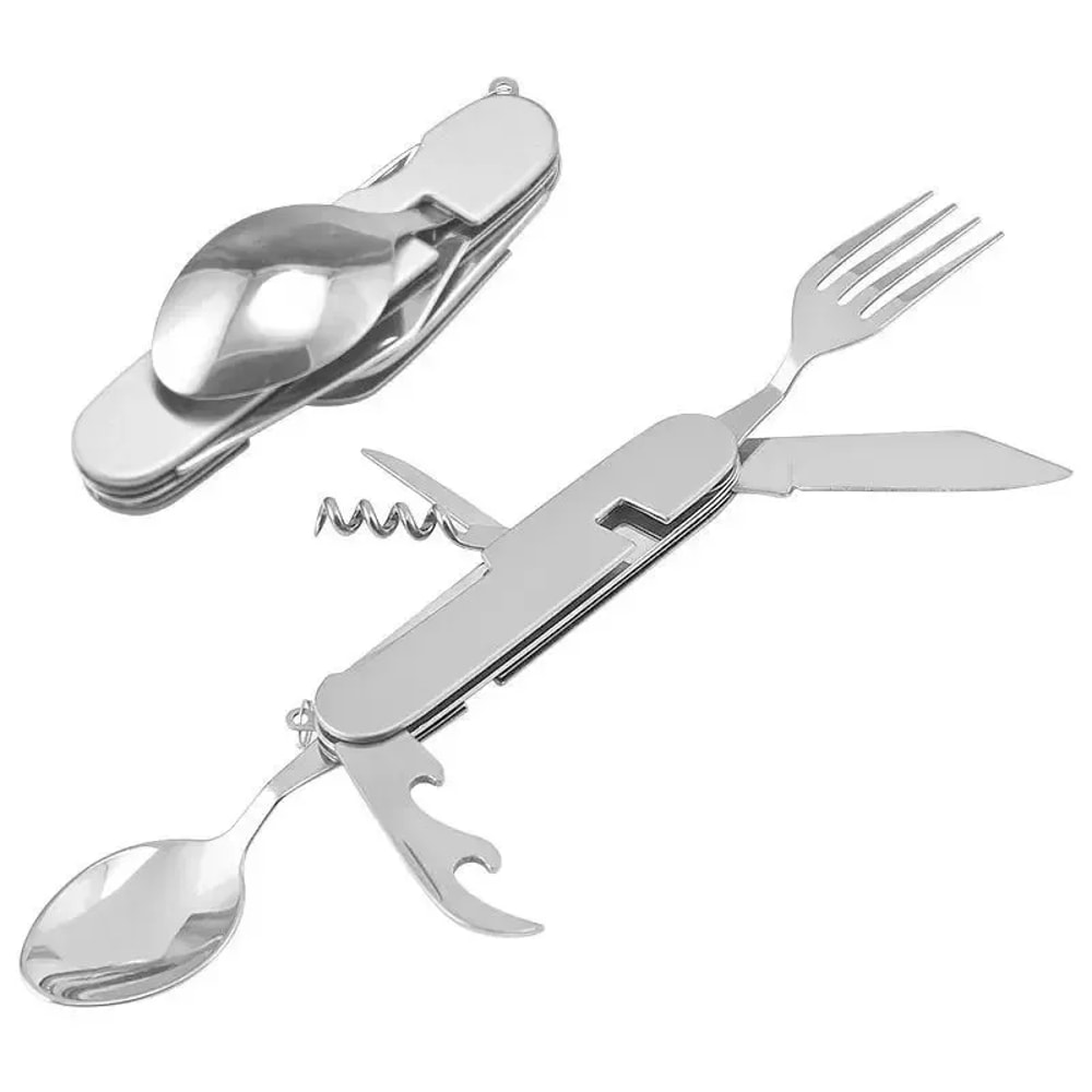 MultiFunctional Foldable Camping Utensil Set Knife Fork Spoon Combo For Outdoor Picnic Camping Spor 0